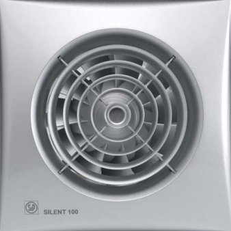 Ventilátor SILENT 100 SILVER CRZ - časový doběh, zpětná klapka, kuličková ložiska, tichý chod