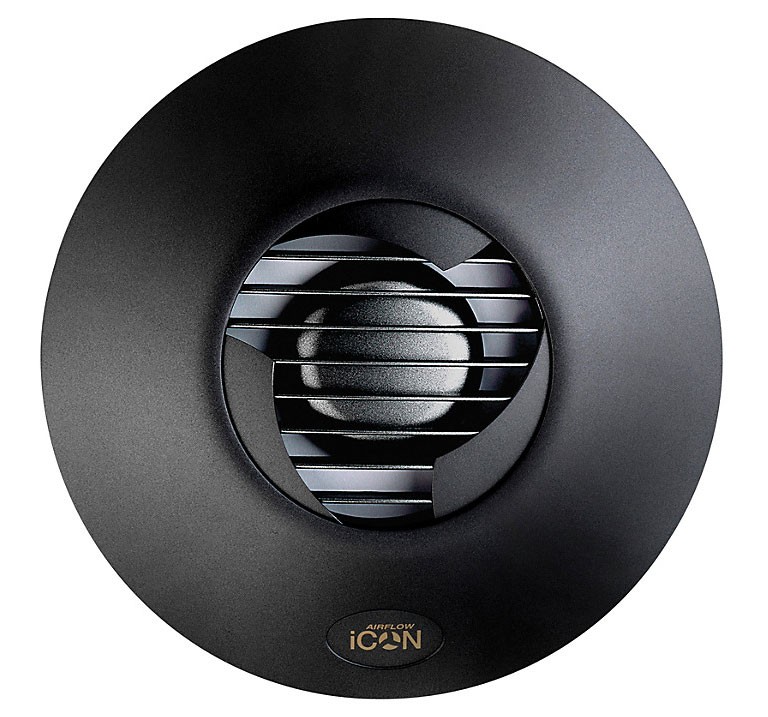 Ventilátor do koupelny ICON 15 antracit - 100mm, kuličková ložiska